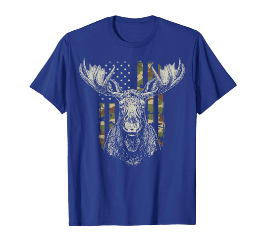 Moose US Flag Alaska America Wildlife T-Shirt