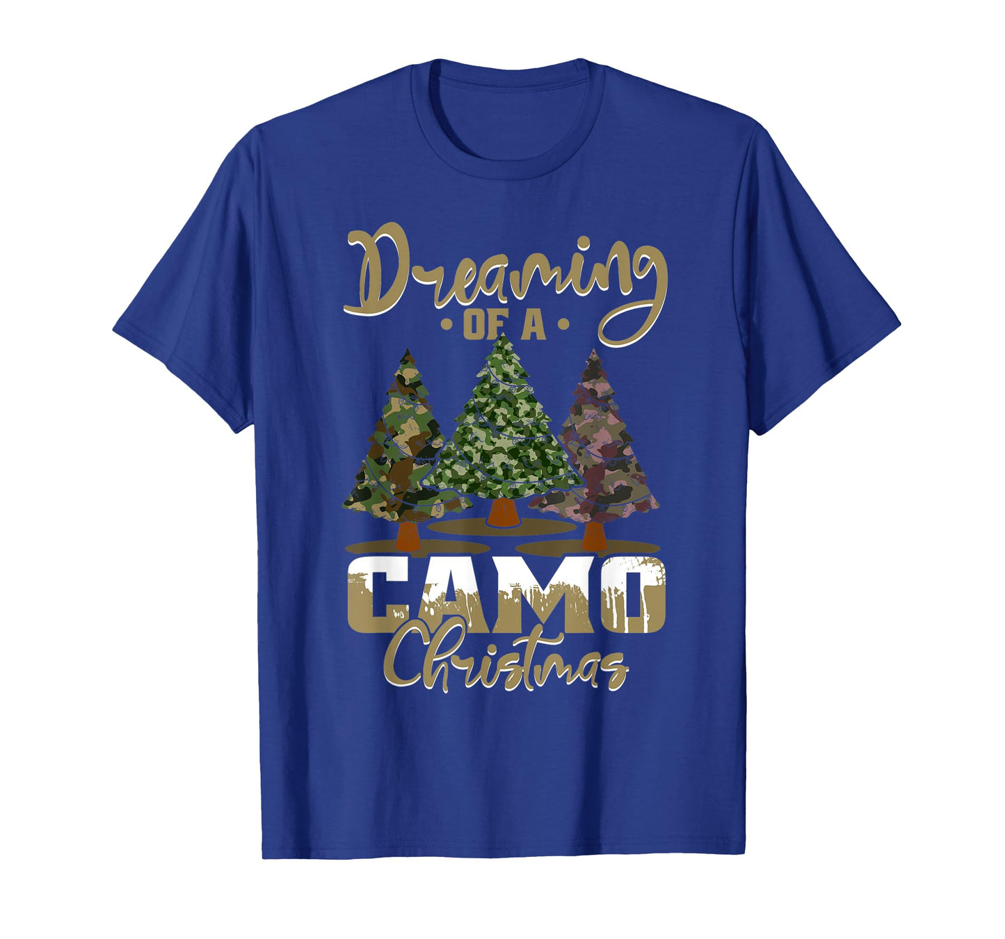 Camo Dreaming Of Camo Christmas Ugly Camouflage Print Trees T-Shirt