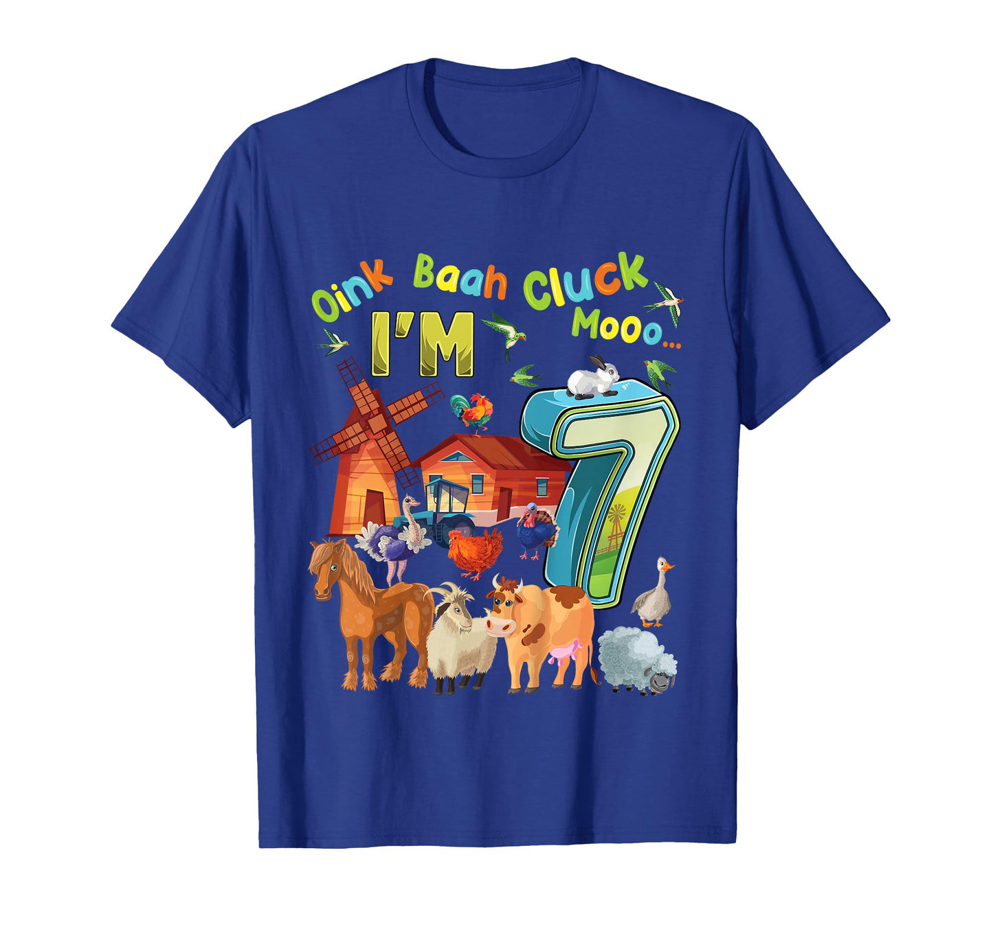 Barnyard 7th Birthday Farm Animals 7 Years Old Farming T-Shirt