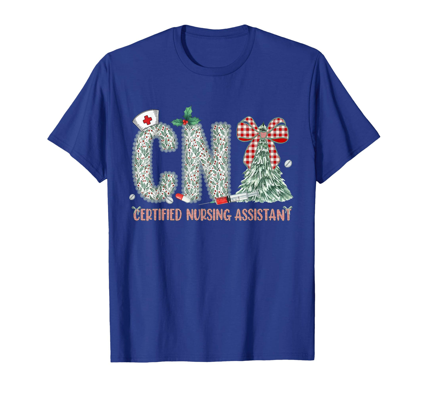 Coquette Preppy Christmas CNA Nurse Christmas Tree T-Shirt