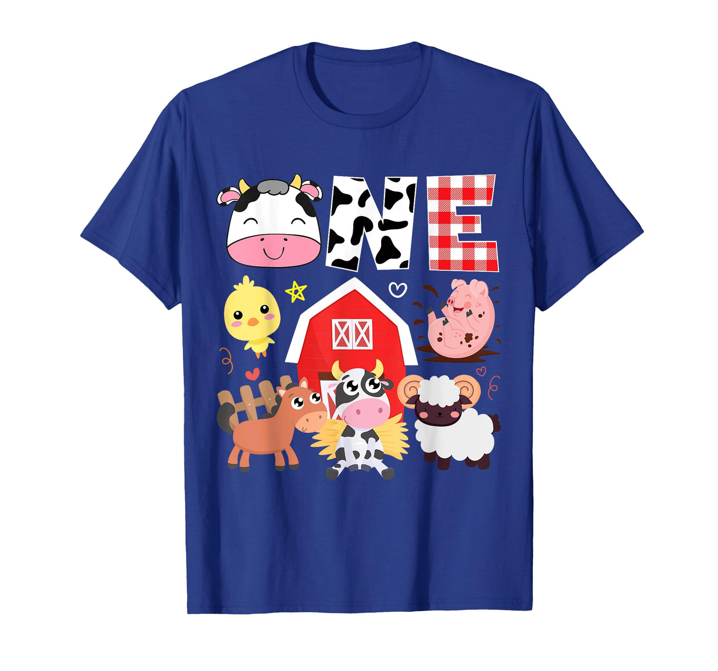 1st Birthday One Year Old Farm Theme Animals Birthday Party T-Shirt
