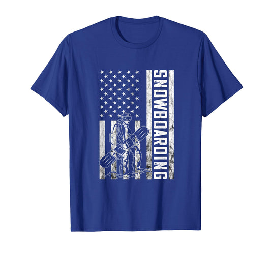 Snowboarding Vintage Snowboarder USA Flag America Snowboard T-Shirt