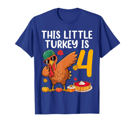 This Little Turkey is 5 Dabbing Boys 4th Bday Thanksgiving T-Shirt