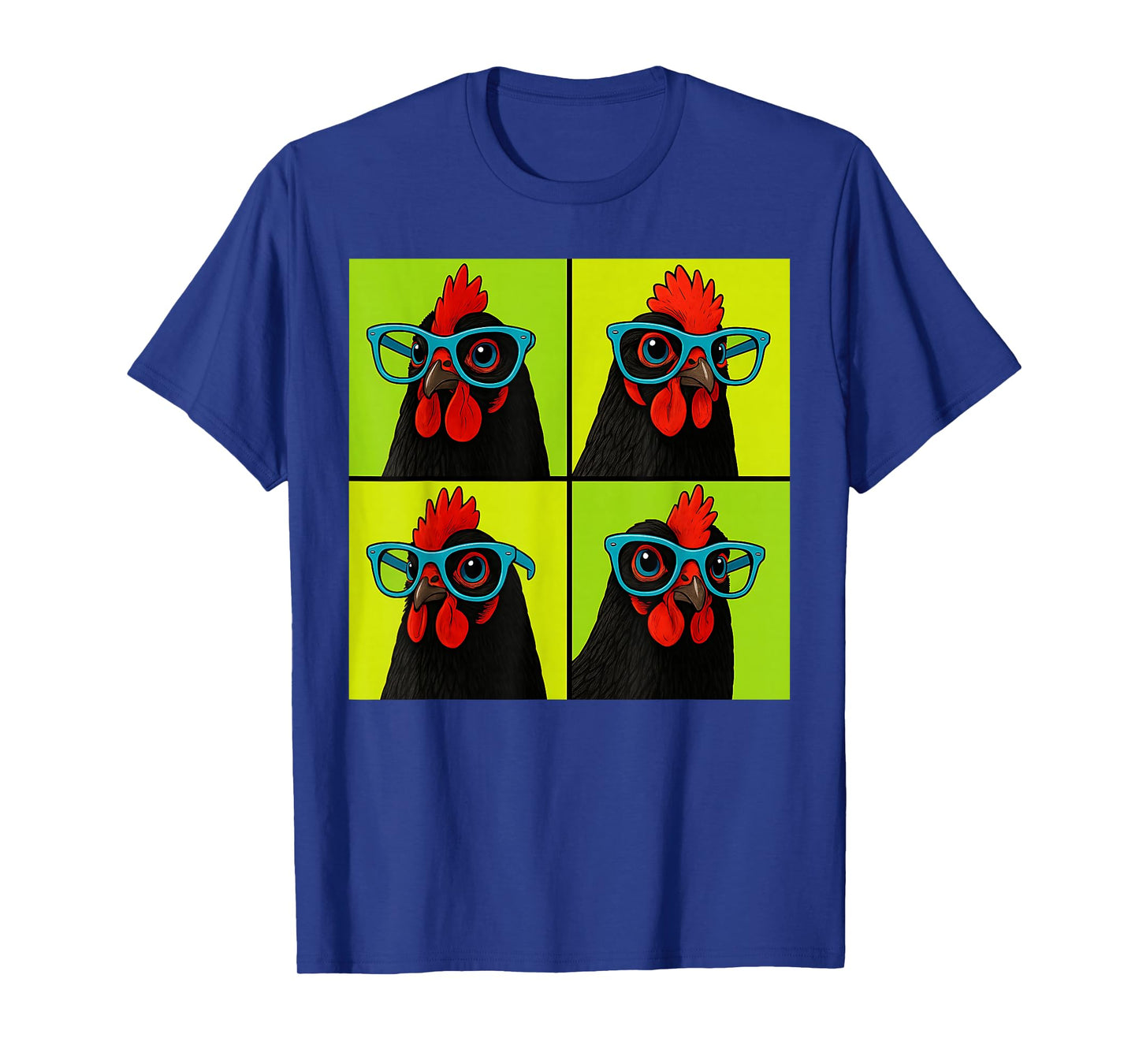 Chicken Wearing Blue Glasses Funny Farm Bird T-Shirt
