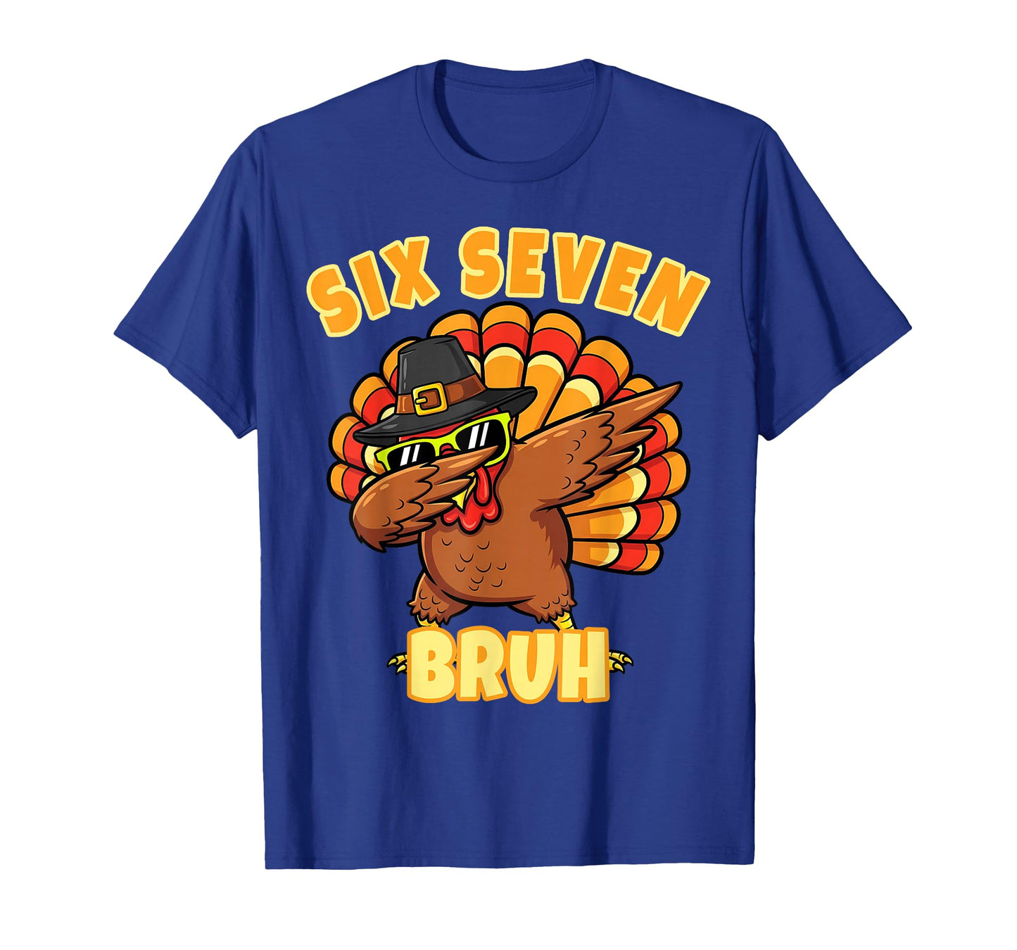 Six Seven Bruh Dabbing Turkey Thanksgiving 67 Meme Retro T-Shirt
