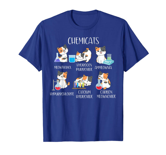Cute Cats Scientist Science Teacher Cat Lover T-Shirt, Unisex-Adults, Black, Small, Short Sleeve, T-Shirt