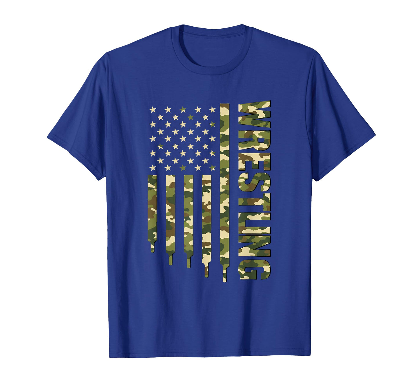Wrestling Camo Flag, Wrestling Vertical Camo Design T-Shirt