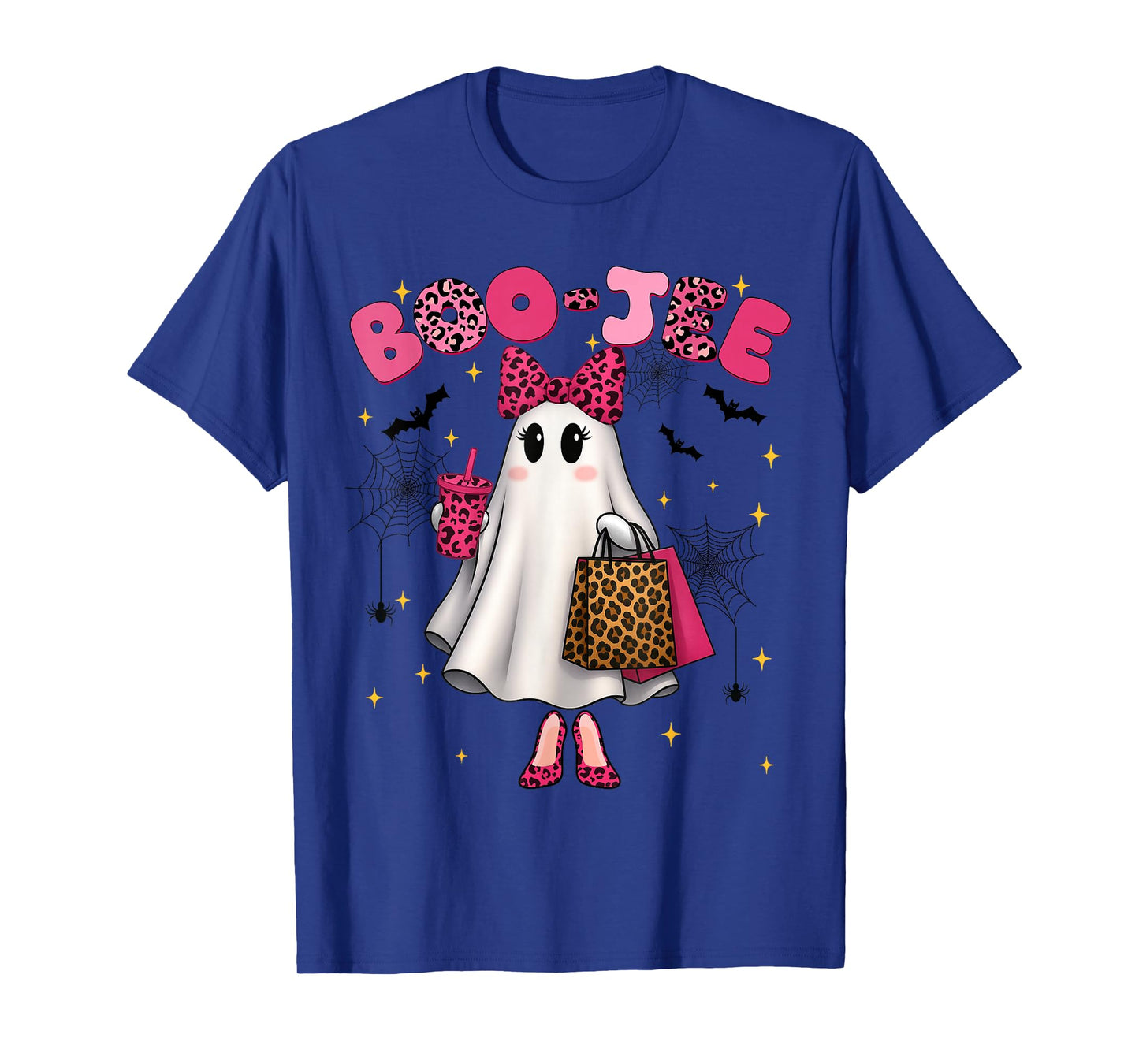 Cute Leopard Boo JEE Ghost Coffee Halloween Costumes Womens T-Shirt