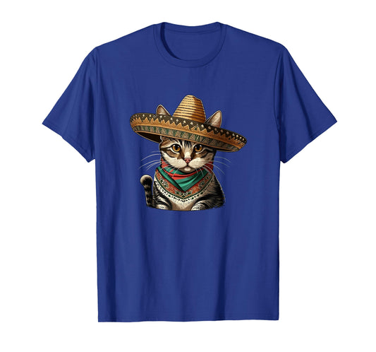 Cinco De Mayo Cat Party Mexican Sombrero Cat Lover Men Women T-Shirt