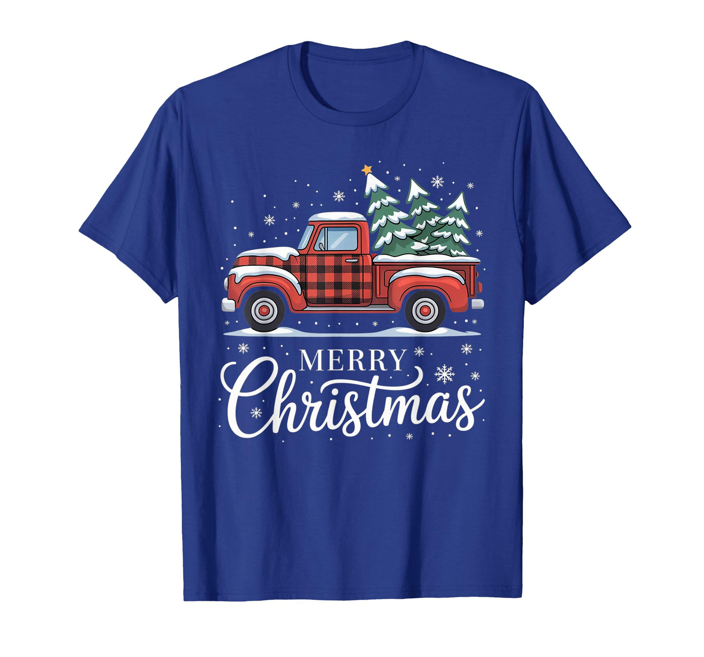 Merry Christmas Truck Xmas Red Plaid Family Christmas Pajama T-Shirt