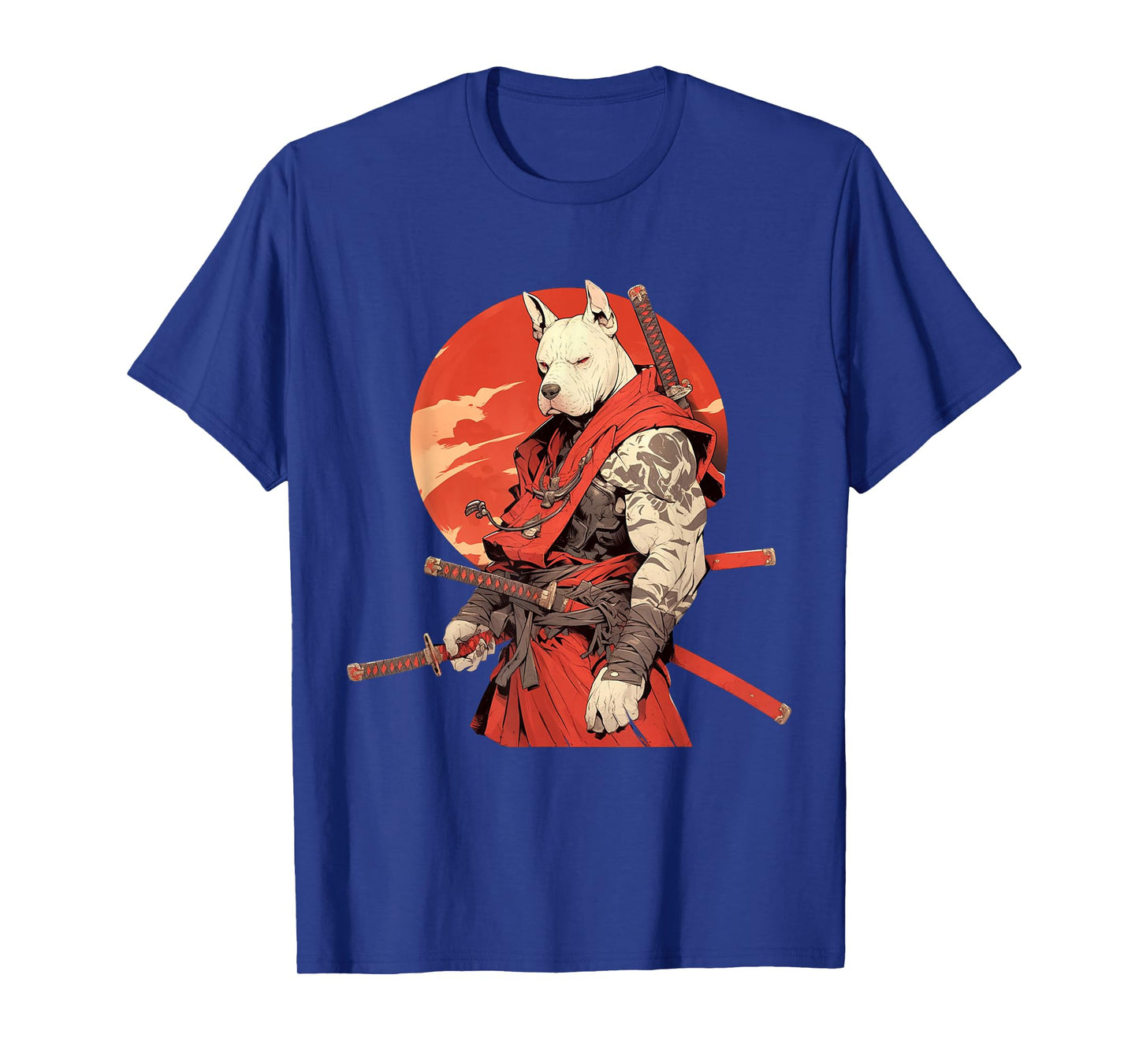 Japanese Art Dog Ninja Ukiyo-e Anime Style Samurai Pitbull T-Shirt