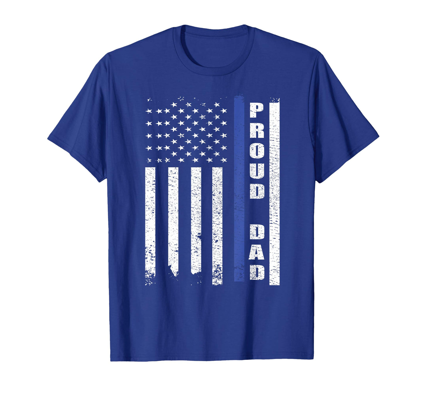Proud Police Dad US Flag | Cop Police Officer Dad Blue Line T-Shirt
