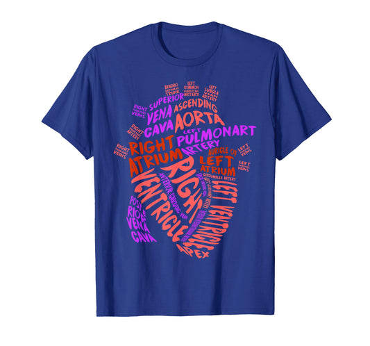 Anatomical Human Heart Cardiology Medical Cardiac Nurse T-Shirt