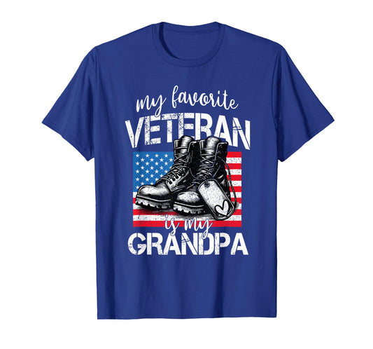 Veterans Day American Flag My Favorite Veteran is My Grandpa T-Shirt