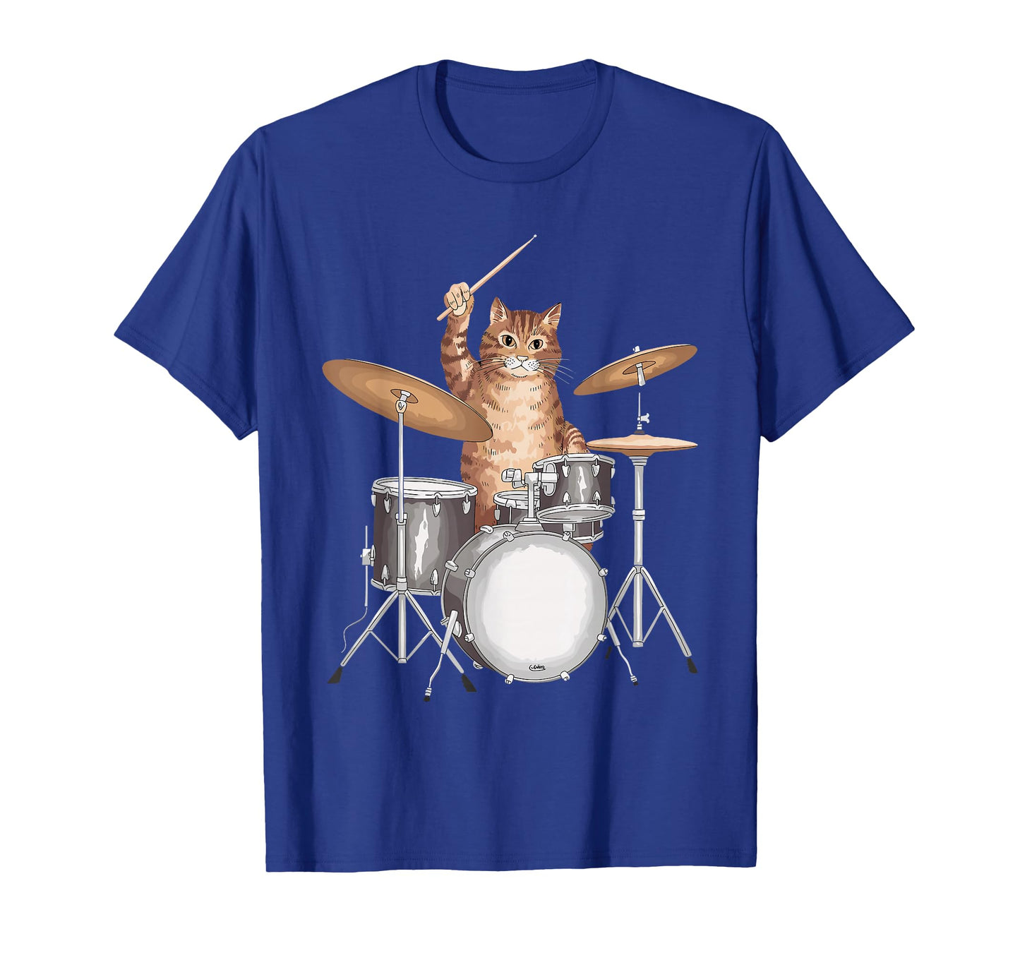 Drumstick Kitten Drum Cat Drumming Music Instrument Cat Drummer T-Shirt - Unisex-Adults, Black, Small, Short Sleeve, T-Shirt