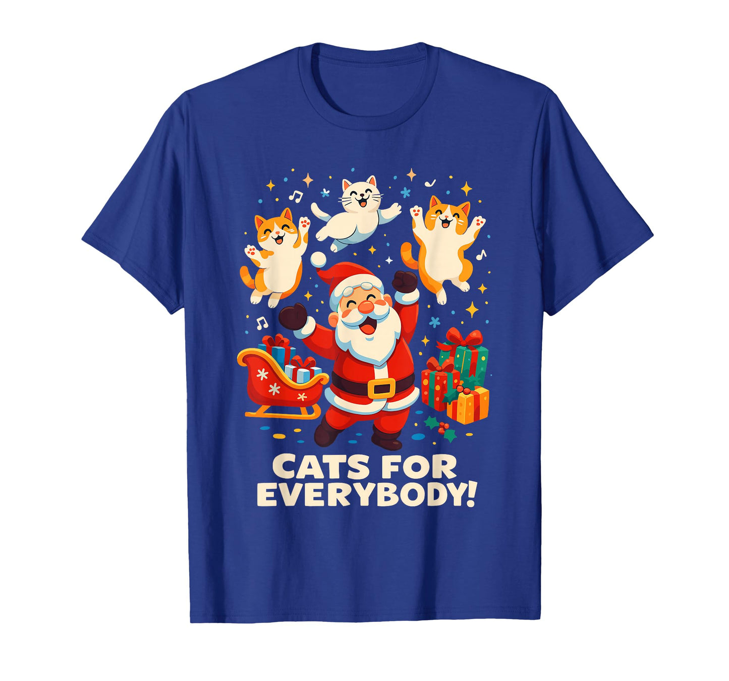 Cats for Everybody Christmas Shirt Men, Funny Santa Cat Dad T-Shirt