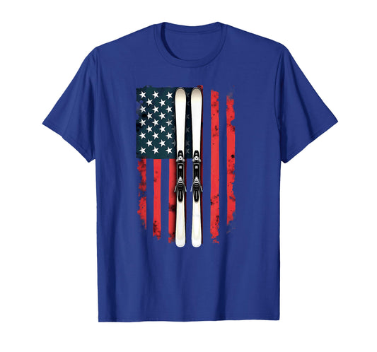 American Flag Alpine Skiing Skier T-Shirt