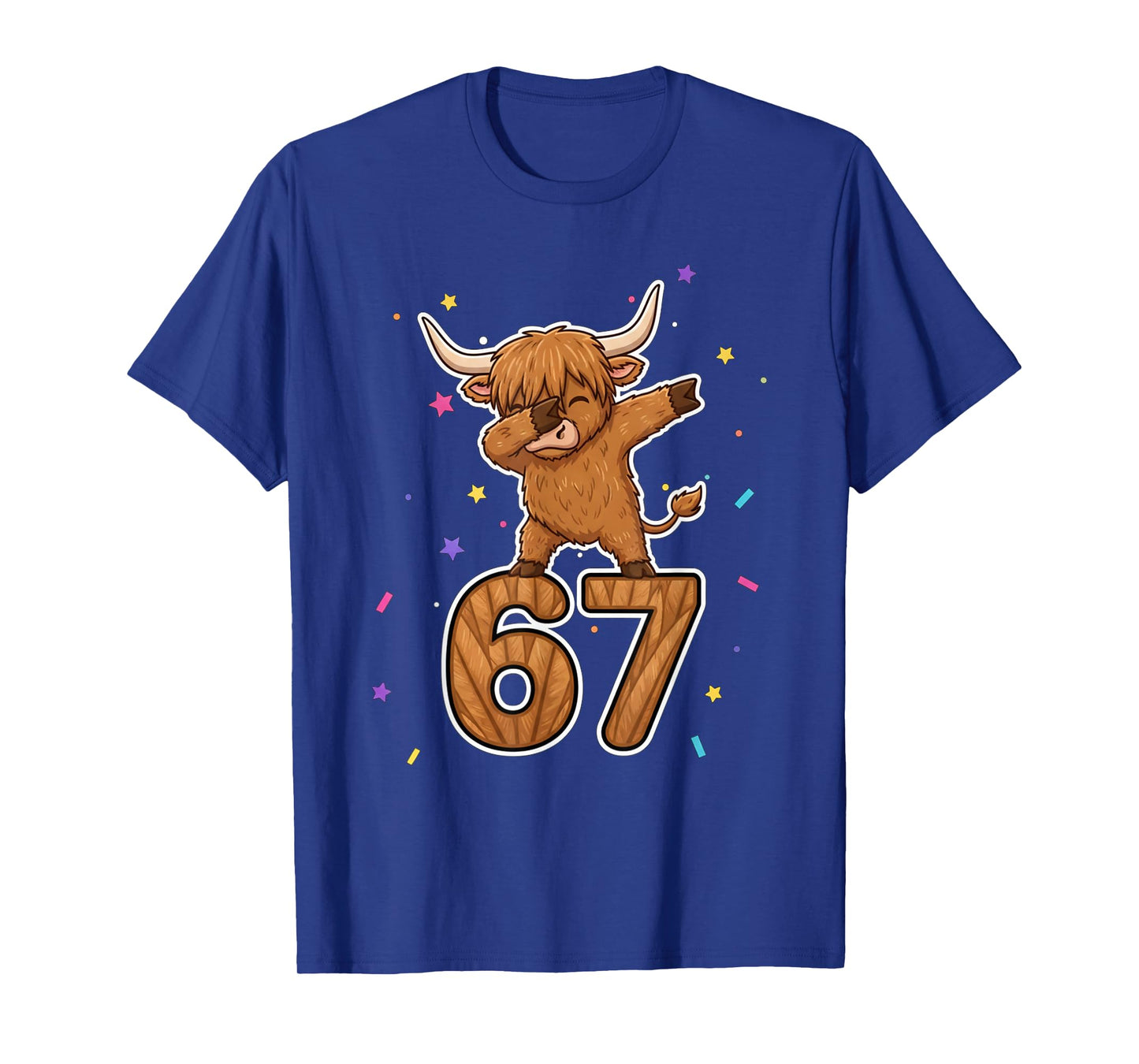 Dabbing 67 Highland Cow 67 Funny Six Seven Gen Z Slang Meme T-Shirt