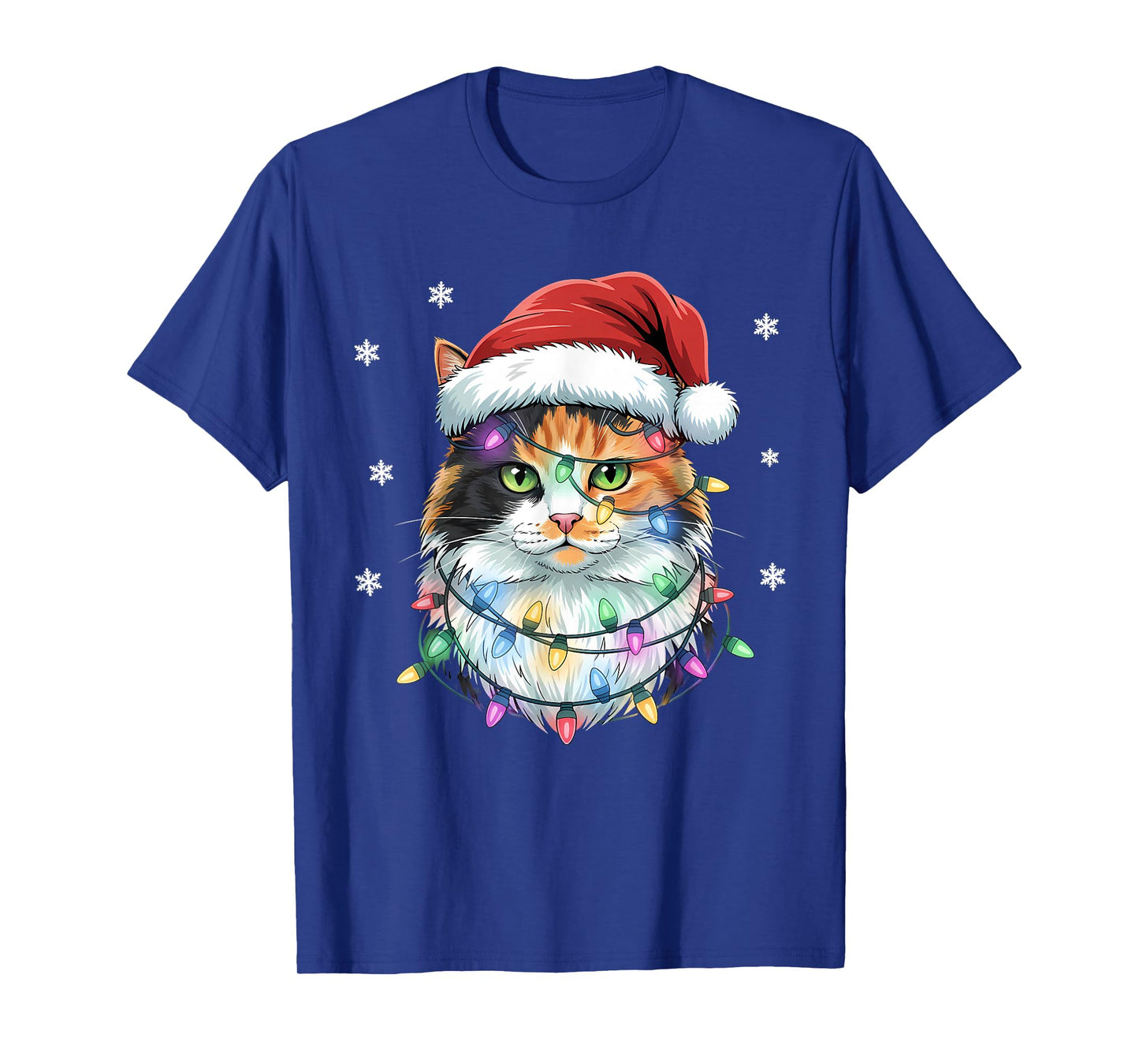 Christmas Lights Cat Santa Hat Xmas Funny Christmas Cat T-Shirt