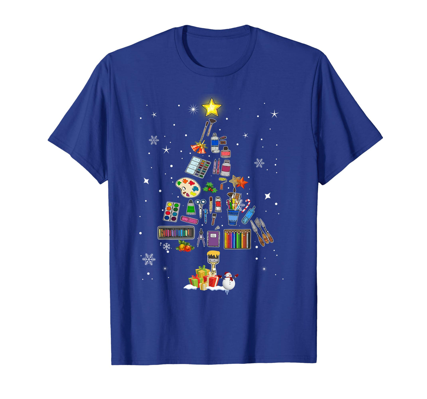 Art Lovers Christmas Tree Outfits Art Teacher Ugly Artist Xmas Pajama T-Shirt
