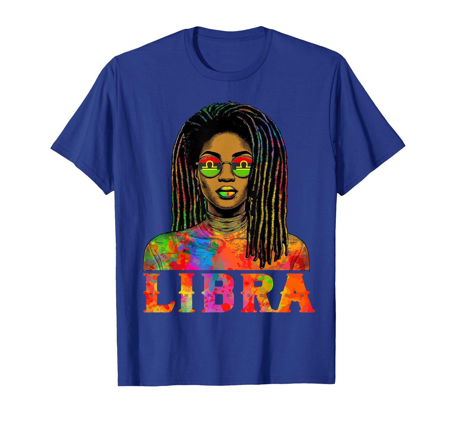 Libra Queen Loc'd Black Woman African Zodiac Birthday Women T-Shirt