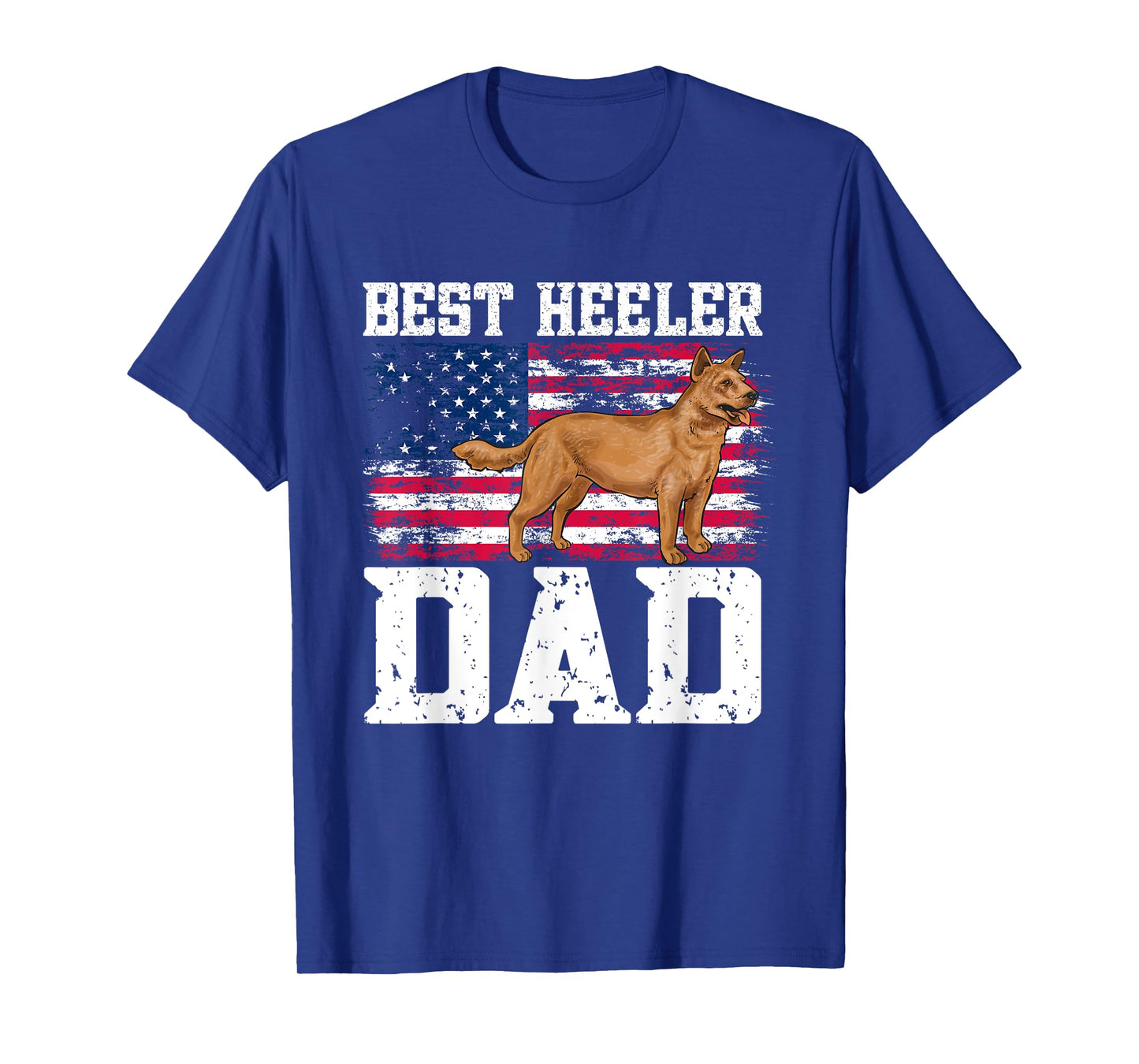 Best Red Heeler Dad American Flag Australian Cattle Dog Men T-Shirt