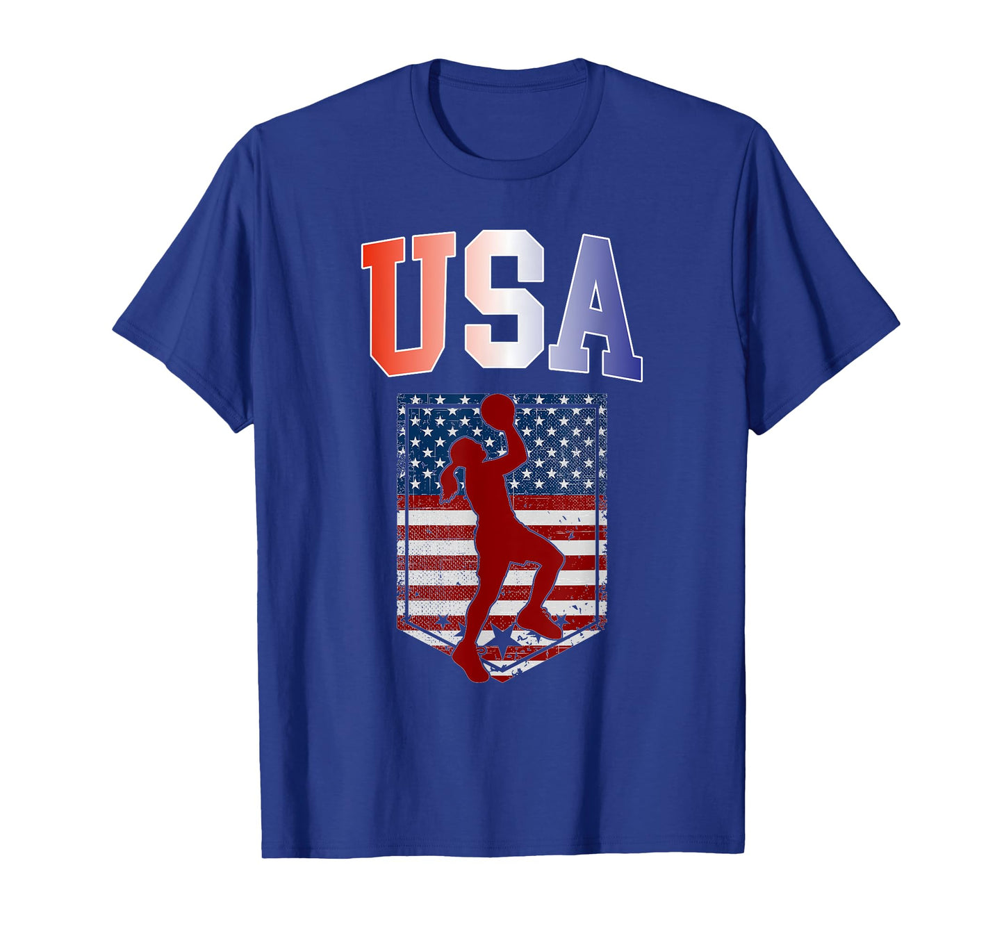 USA Patriotic Women's Basketball American Flag Summer Sports T-Shirt