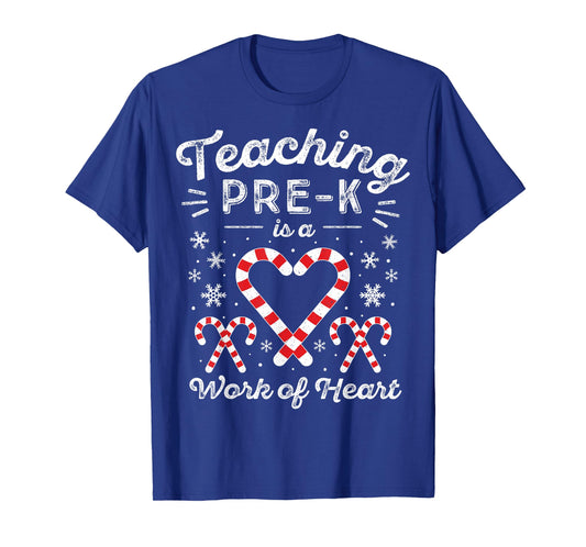 Christmas Candy Cane Work of Heart Preschool & Pre-K Teacher T-Shirt for Men Women Kids