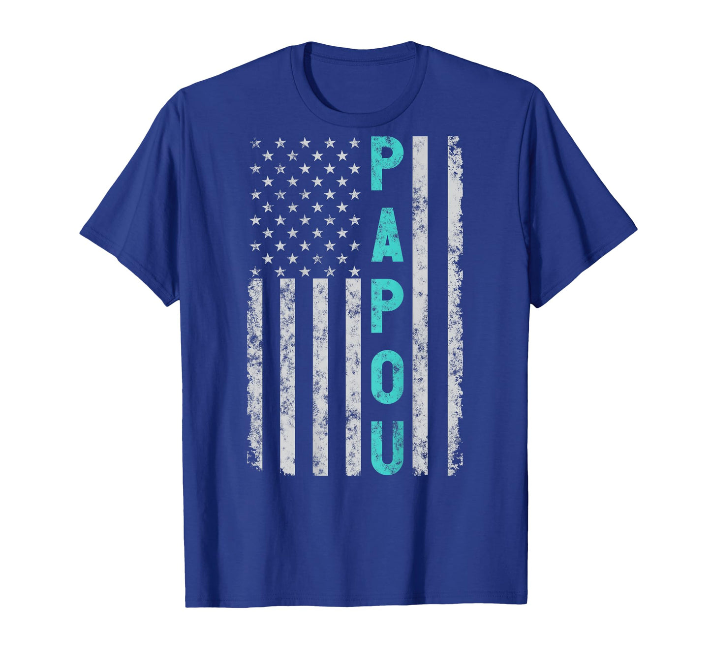 Papou Funny Fathers Day Vintage Patriotic American Flag Women Men T-Shirt