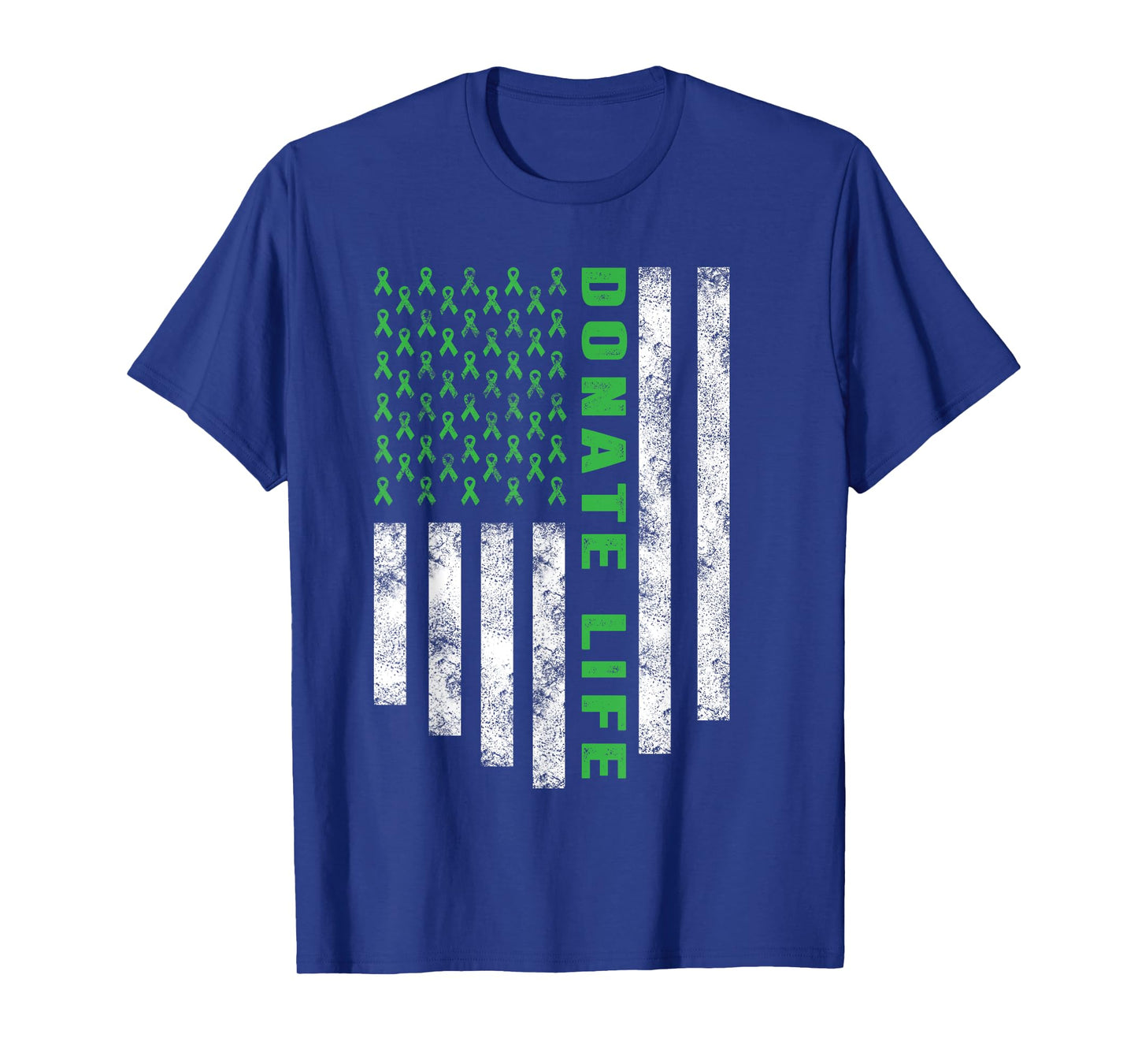 Organ Transplant Awareness USA Flag Donate Life Green Ribbon T-Shirt