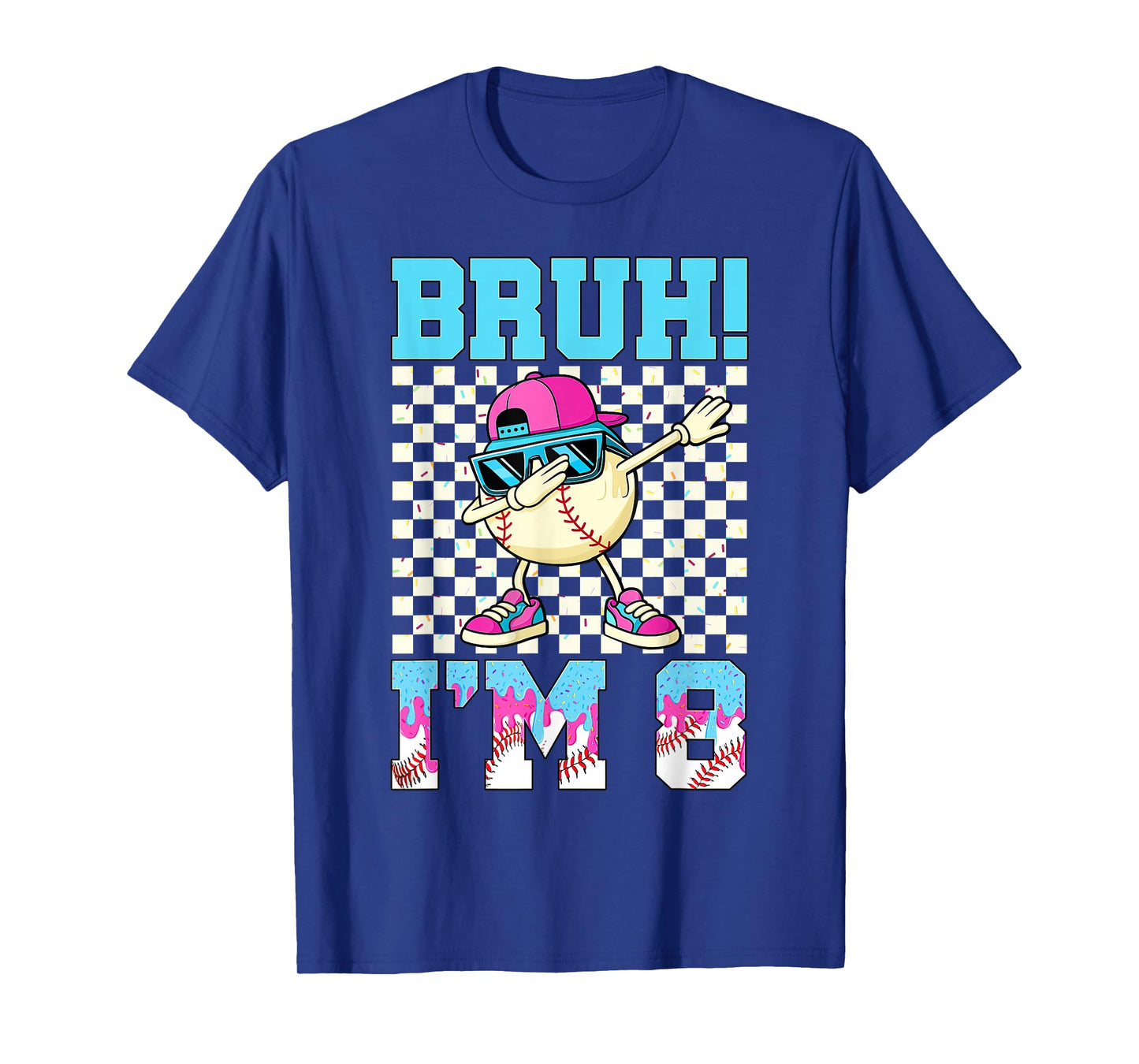 8th Birthday Dabbing Baseball Boys Bruh I'm 8 Year Old T-Shirt
