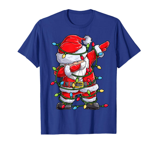 Dabbing Santa Christmas Tree Lights Xmas Gifts Boys Kids Dab T-Shirt