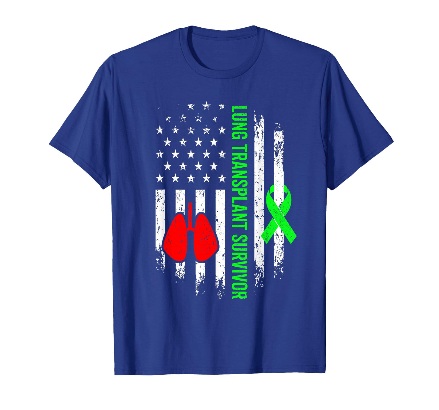 Lung Transplant Survivor Warrior Organ Recipient USA Flag T-Shirt