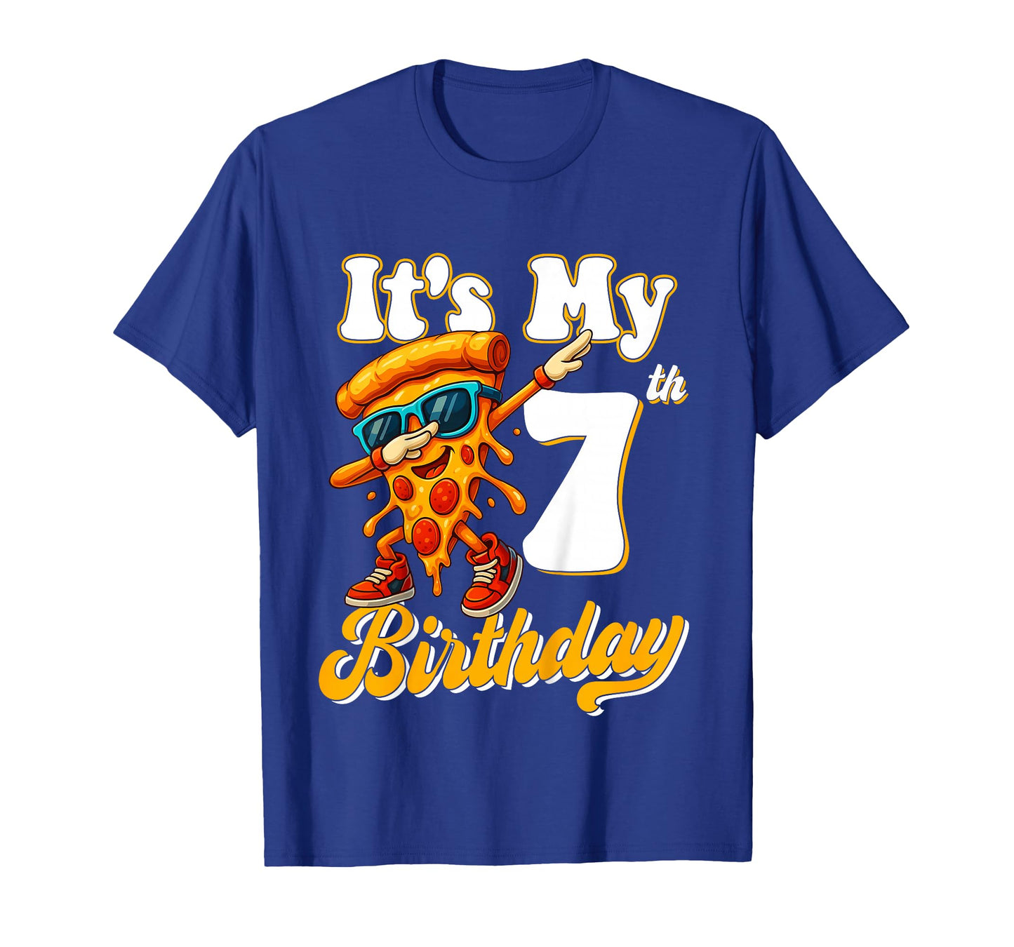 Its My 7th Birthday Dabbing Pizza Boy Girl 7 Years Old T-Shirt