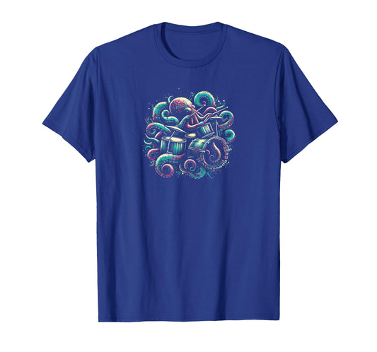 Octopus Rhythms Aquatic Drummer T-Shirt, Small, Black
