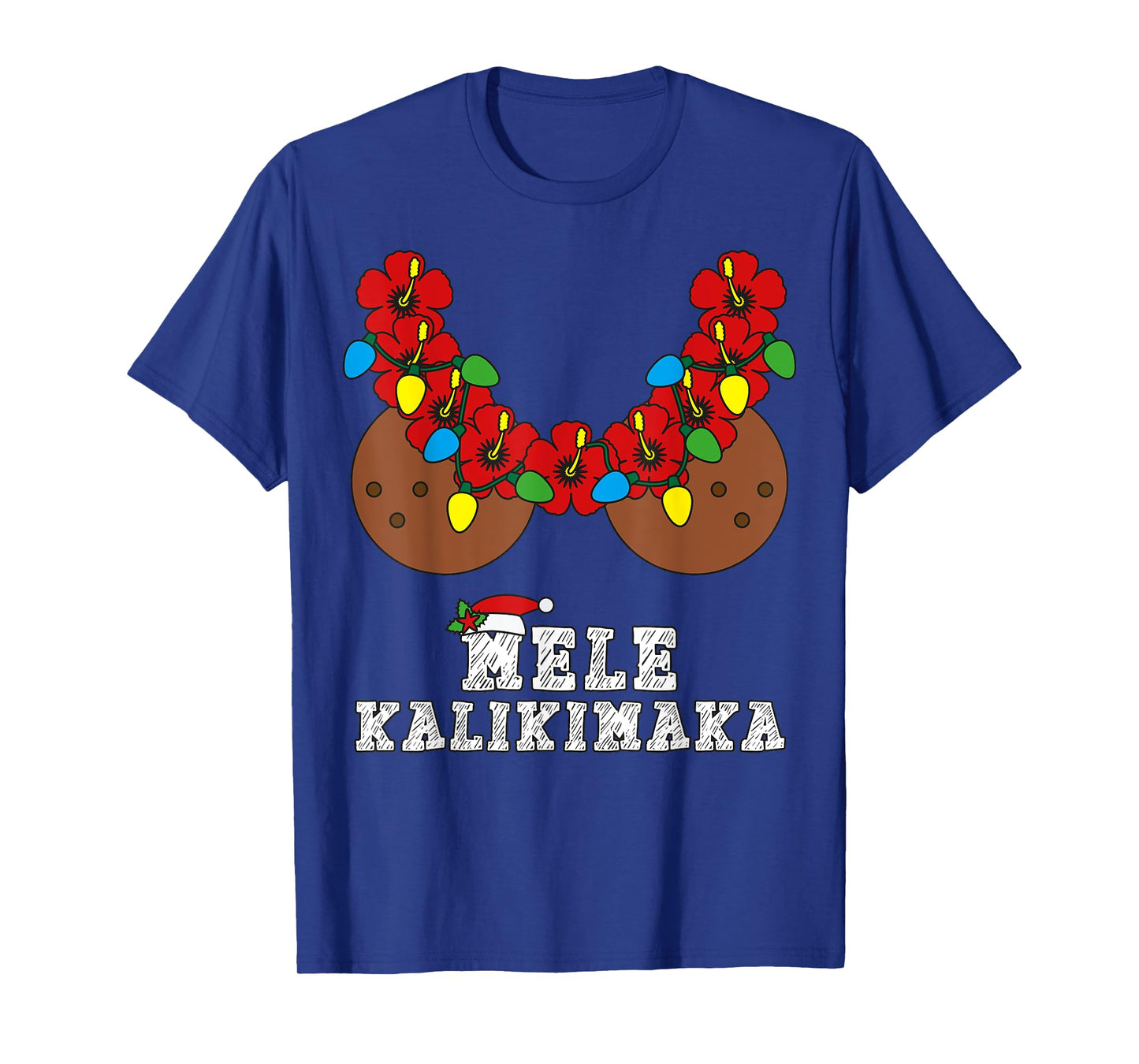 Christmas in July Mele Kalikimaka Coconut Bra Hawaiian Beach T-Shirt for Men Women