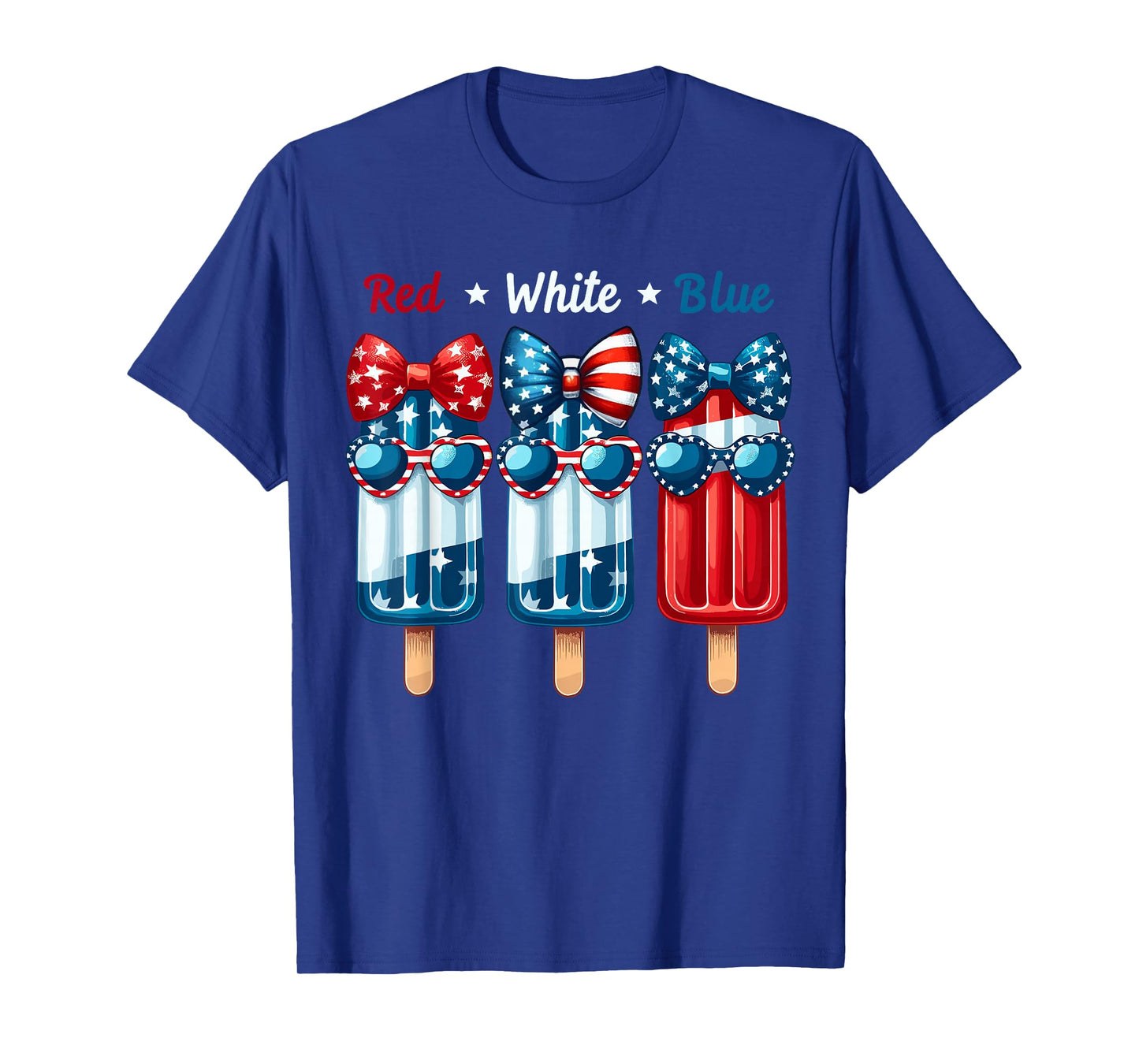 Red White & Blue 4th July American Flag Coquette Popsicle T-Shirt