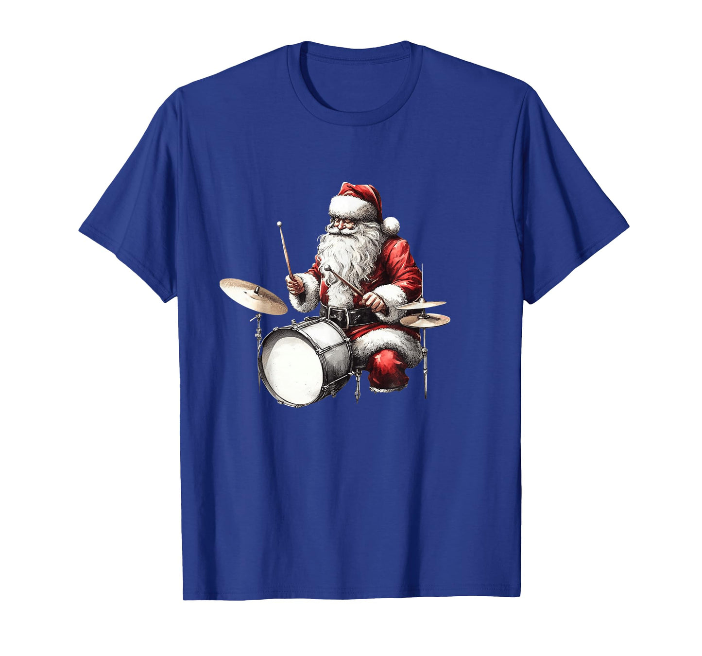 Drummer Santa Funny Christmas Xmas Santa Playing Drums Humor T-Shirt