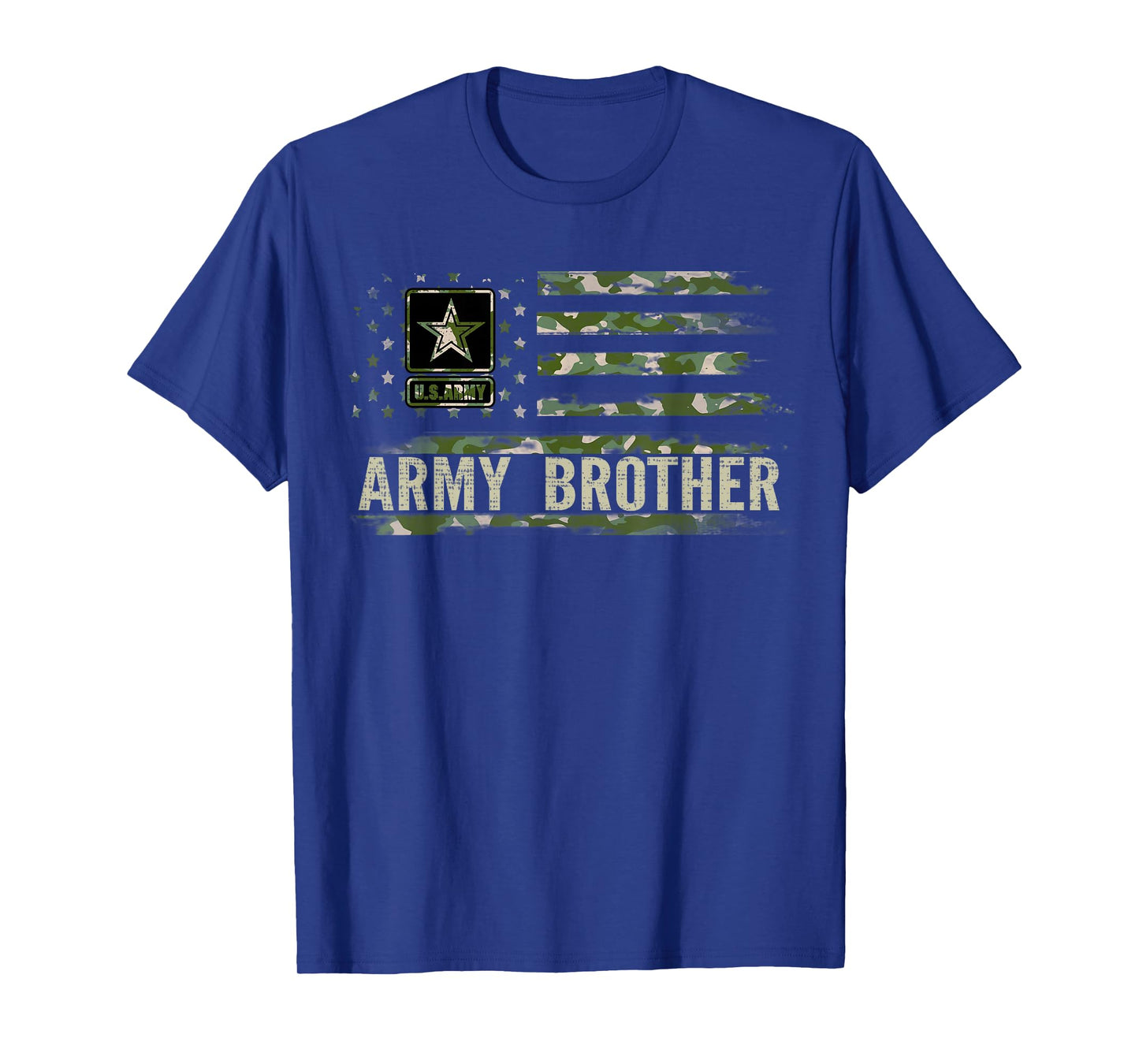 Vintage Army Brother With Camo American Flag Veteran Gift T-Shirt