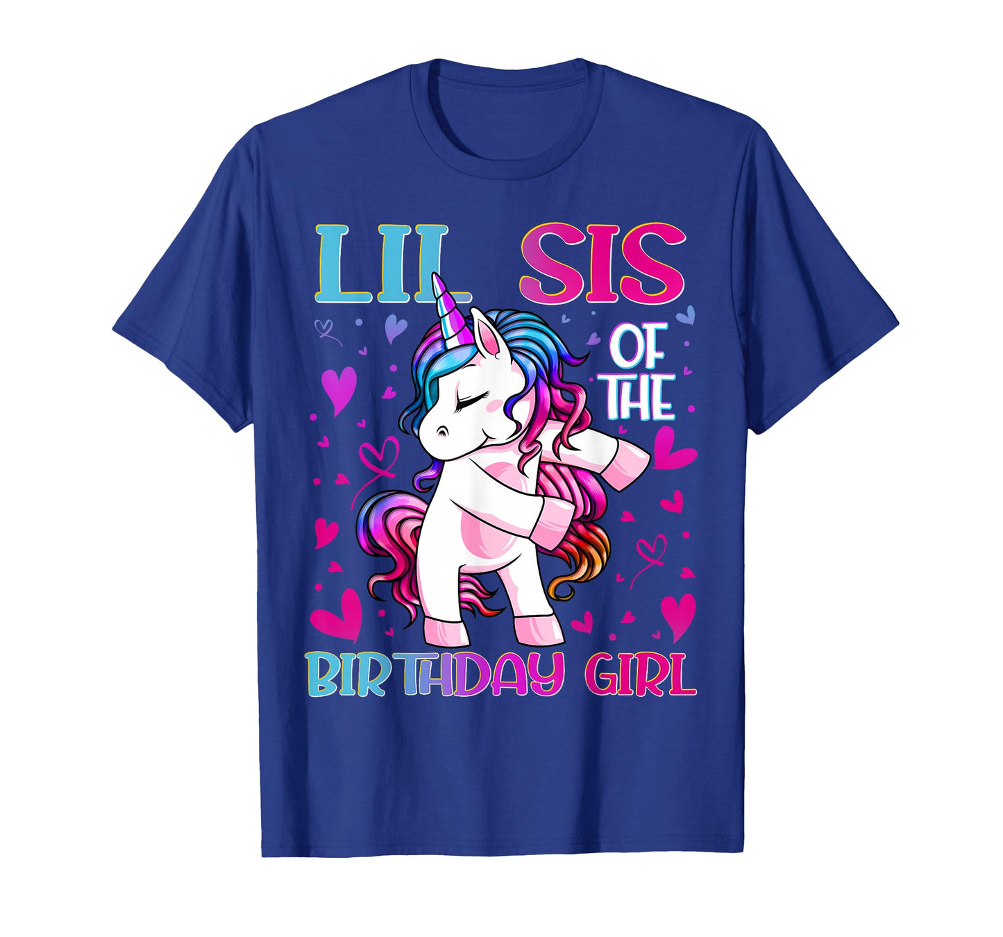Lil Sis of The Birthday Girl Flossing Unicorn Little Sister T-Shirt