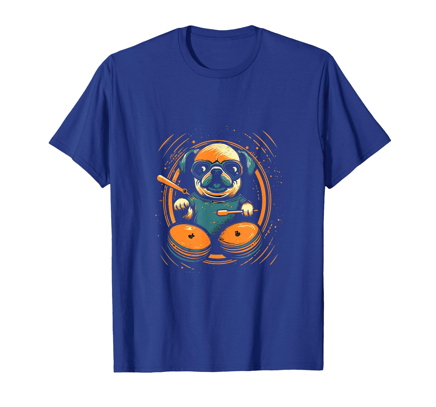 Pug Playing Drums Funny Drummer Drumming Drumset Drum Player T-Shirt