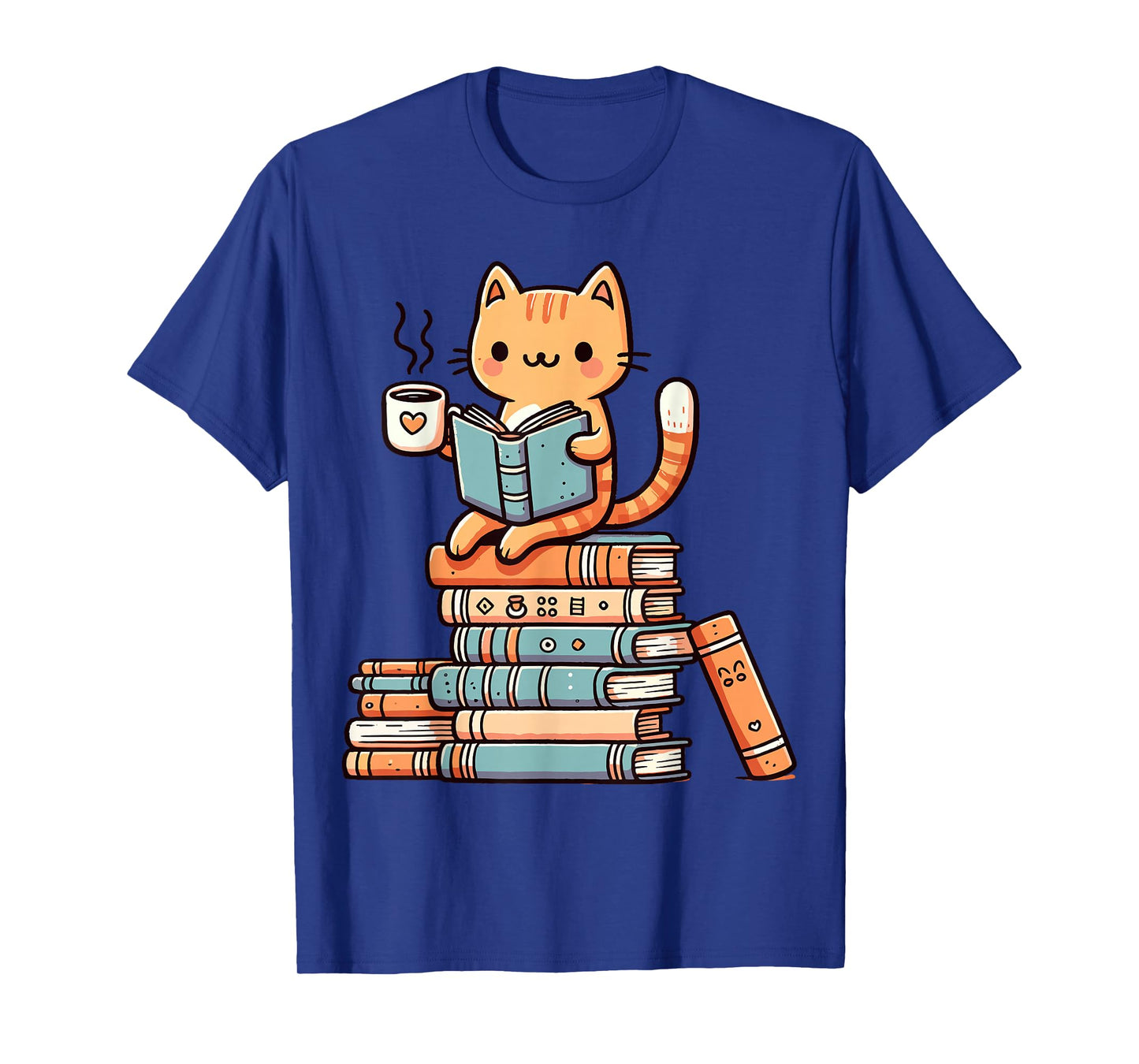 Kawaii Cat Coffee Books Teacher Men Women Girls Kids T-Shirt