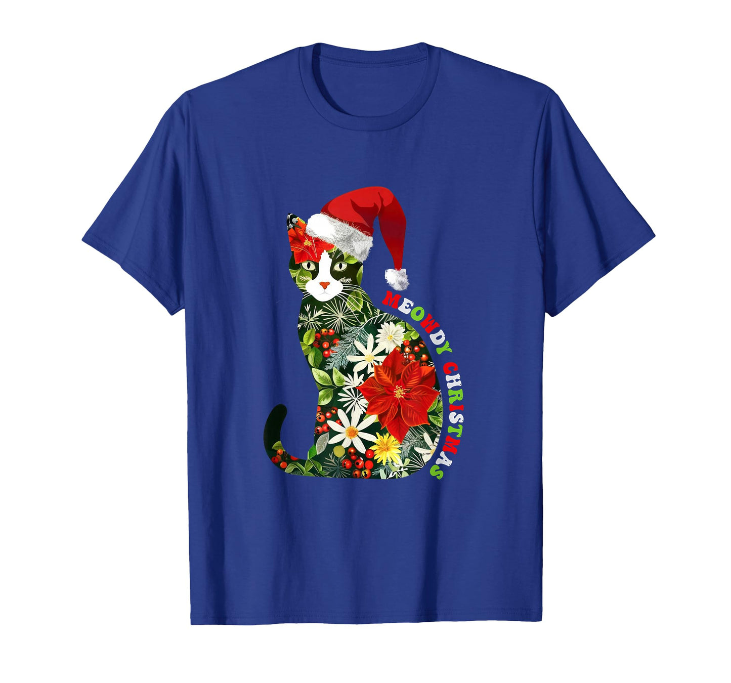 Meowdy Christmas Floral Cat for Cat Lover Holiday Fun T-Shirt