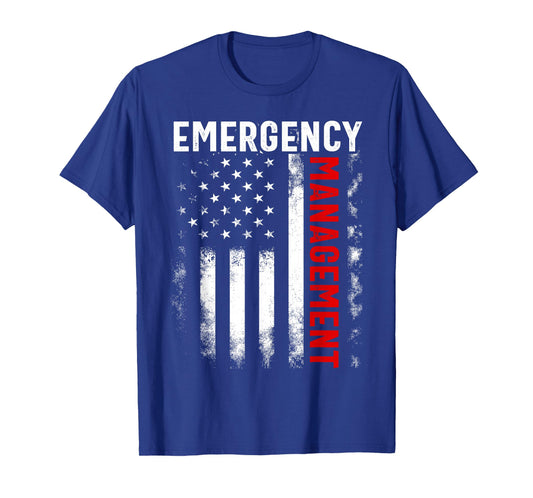 Funny Job Title Worker American Flag Emergency Management T-Shirt