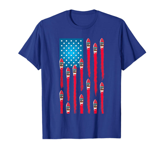 Speed Boat Flag Design, Patriotic American Flag T-Shirt