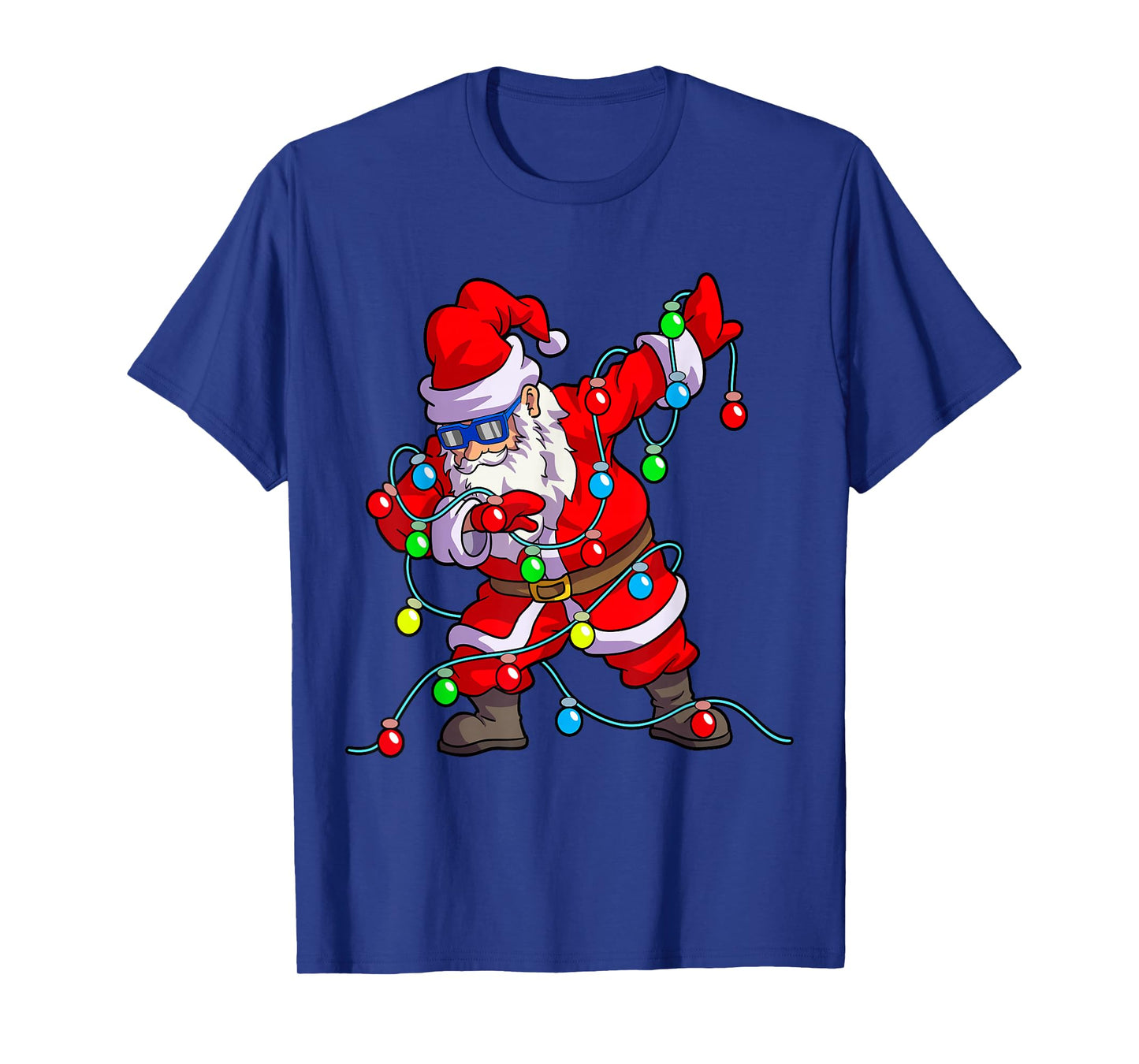 Christmas Dabbing Santa Men Kids Boys Xmas Gifts Tree Lights T-Shirt