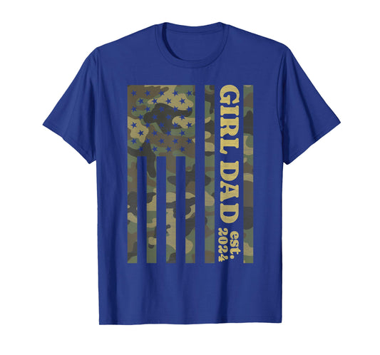 Camo Dad American Flag Camouflage Girl Dad Est 2024 of Girls T-Shirt