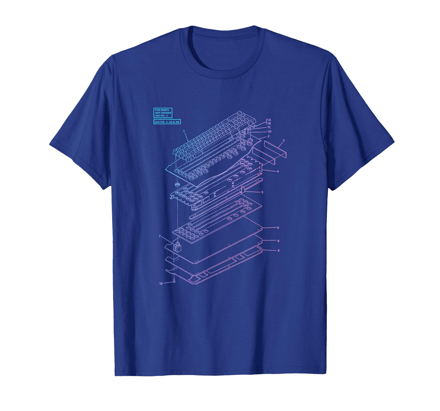 All Things Geek by MCMA Mechanical Keyboard Patent Drawing Graphic Design Art T-Shirt - Unisex-Adults, Black, Small