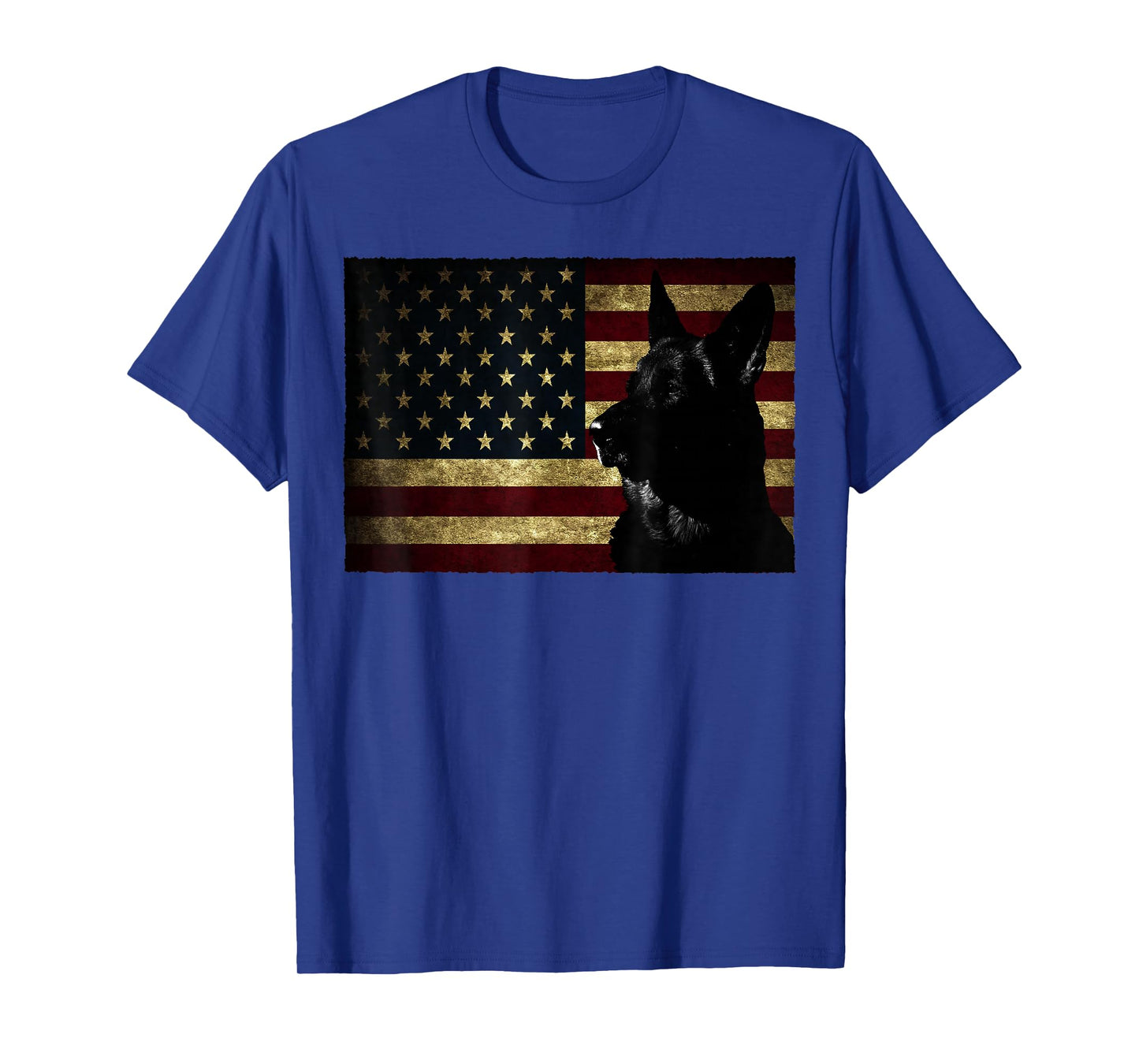 Black German Shepherd American Flag 4th July GSD Dog T-Shirt