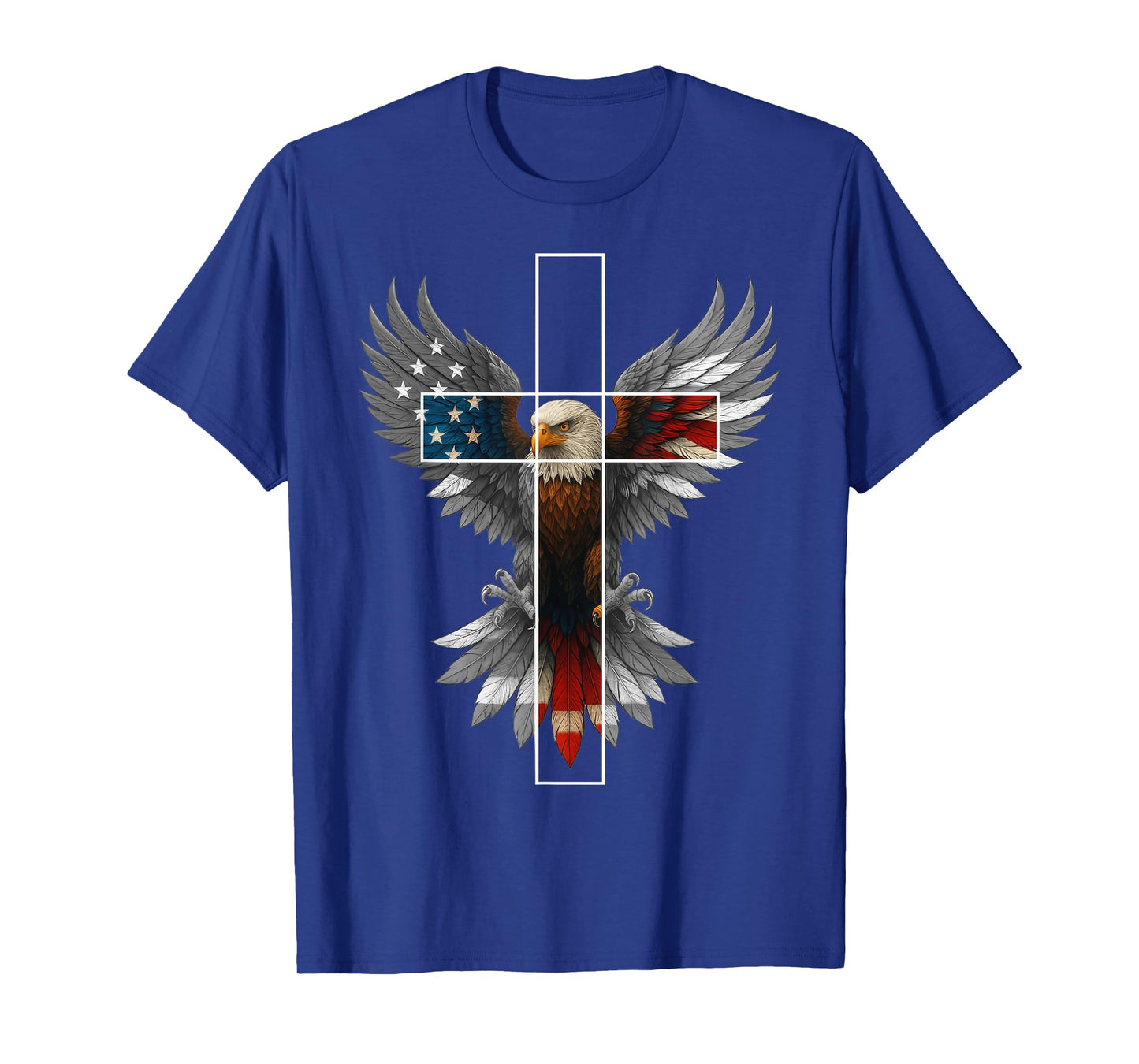 American Flag Eagle Cross Christian 4th Of July Patriotic T-Shirt